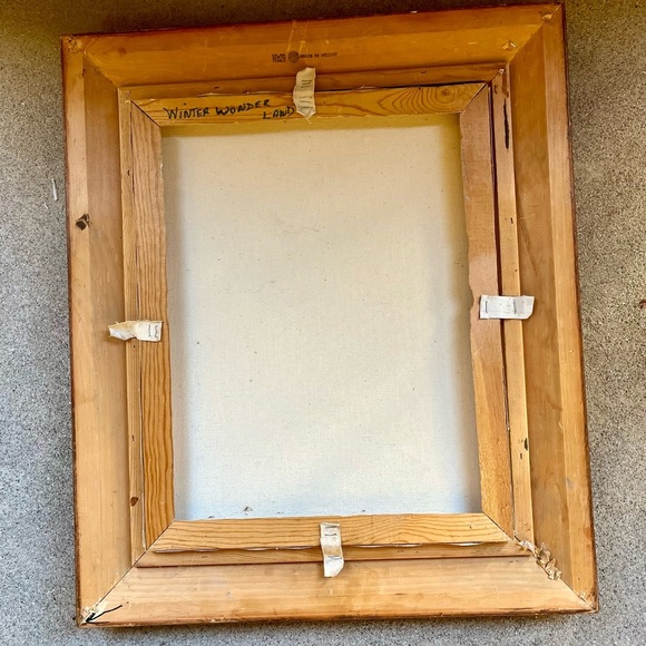 Vintage Oil On Canvas Painting Winter Wonder Land Sine By Jane 22/26 Inch - Picture 9 of 13